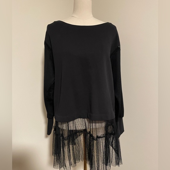 By Anthropologie Black Tulle Layered Sweatshirt - Picture 7 of 10
